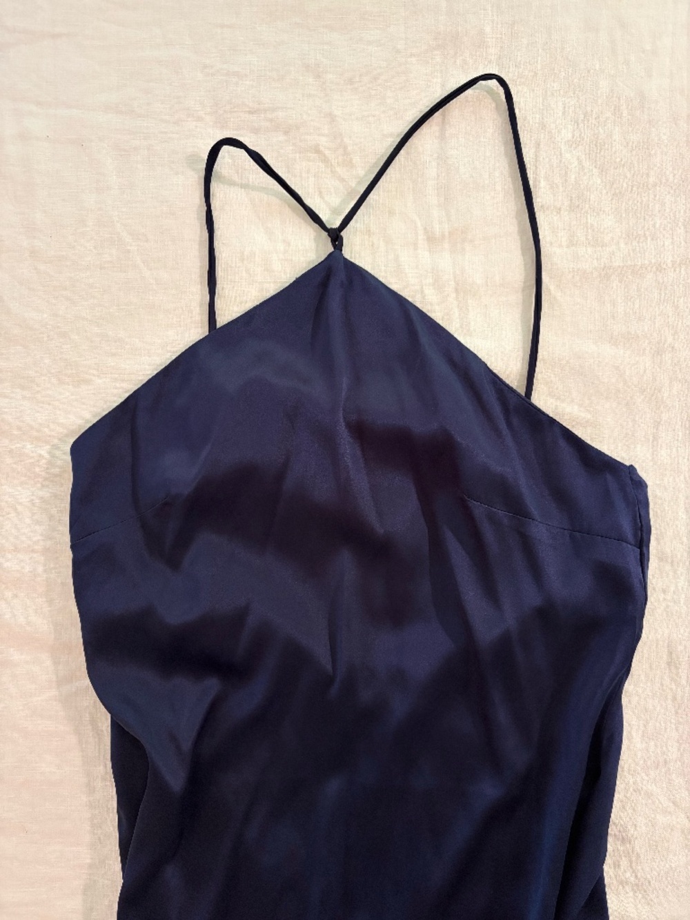 Midnight Blue Cross-Back Satin Dress - Picture 1 of 3